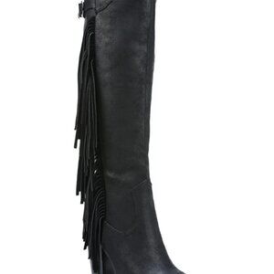 Carlos by Carlos Santana | Roslyn Fringe Block-Heel Tall Boots Black Sz 8